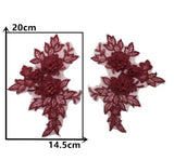 2 pcs- 3D Flower R-Lace Applique
