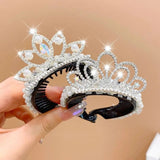 G- Lovely Crown Crystal Pearl Claw Clip