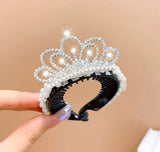 G- Lovely Crown Crystal Pearl Claw Clip